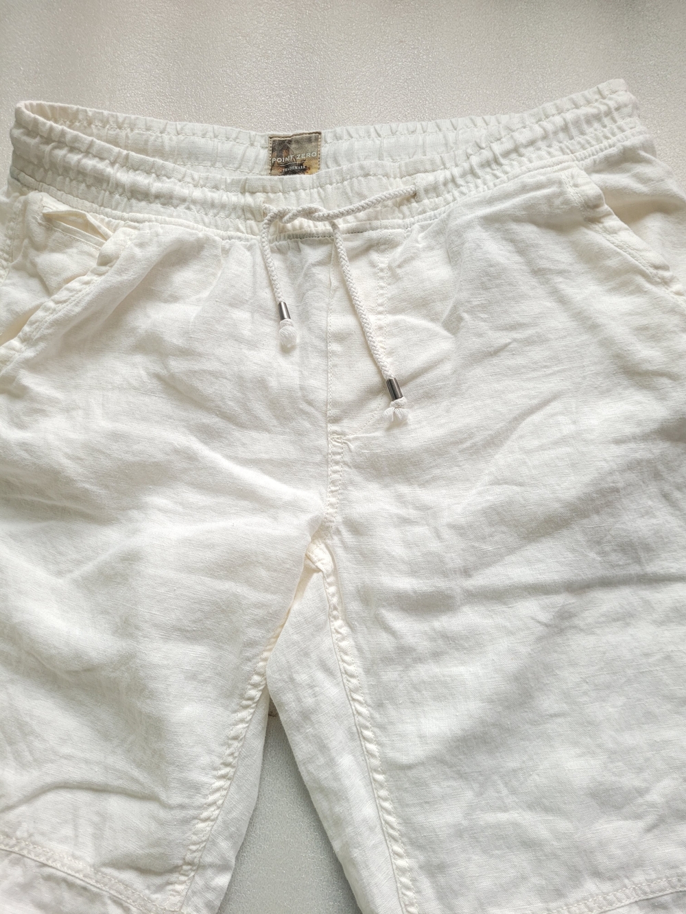 100% Linen Bermuda Shorts Oyster White Size 36 Fits XXL - Picture 3 of 15